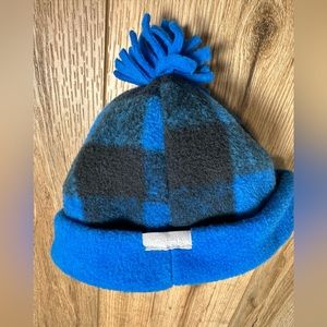 Columbia Fleece Blue Plaid Beenie Hat- Toddler-O/S - 100% polyester - VGUC